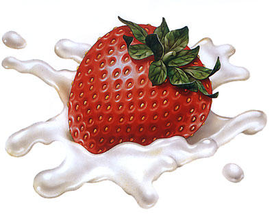 Lori Anzalone Illustration - Food Illustrator of strawberry falling into cream splash