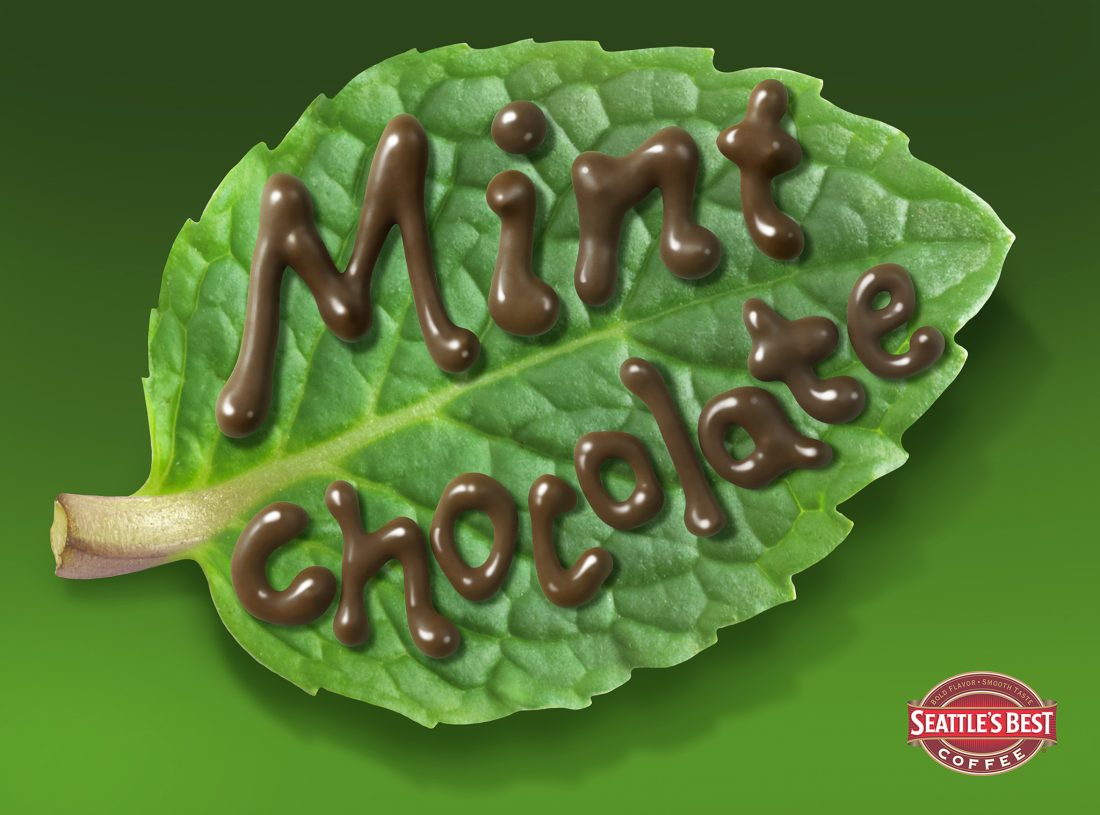 Seattle’s Best Lettering Mint Chocolate Leaf